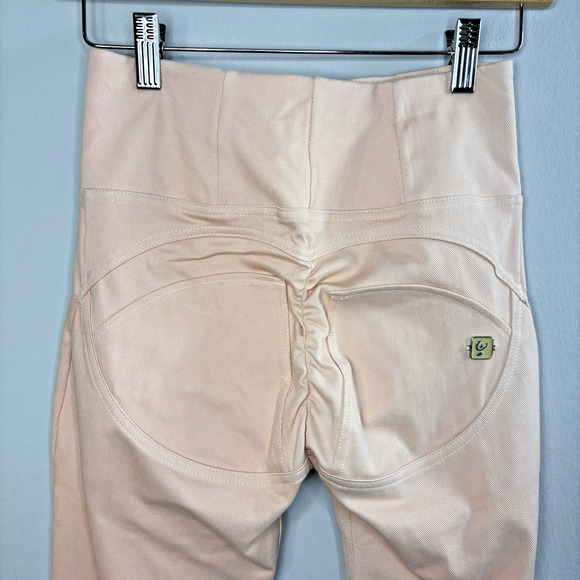 Freddy WR.UP Pants Sz S High Waisted Peach Pink Pastel Shaping Zip Legging Italy - Picture 6 of 14